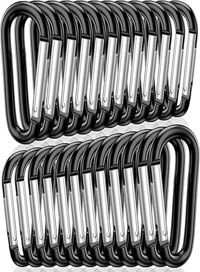 EVALUEMART Pack of 2, 3" Aluminum D Ring Carabiners Clip | Spring Loaded Gate Small Keychain Clip Set | Outdoor Camping, Hiking, Fishing with 1" Keyring & Stainless Steel Wire Keychain Cable- Black - Image 1