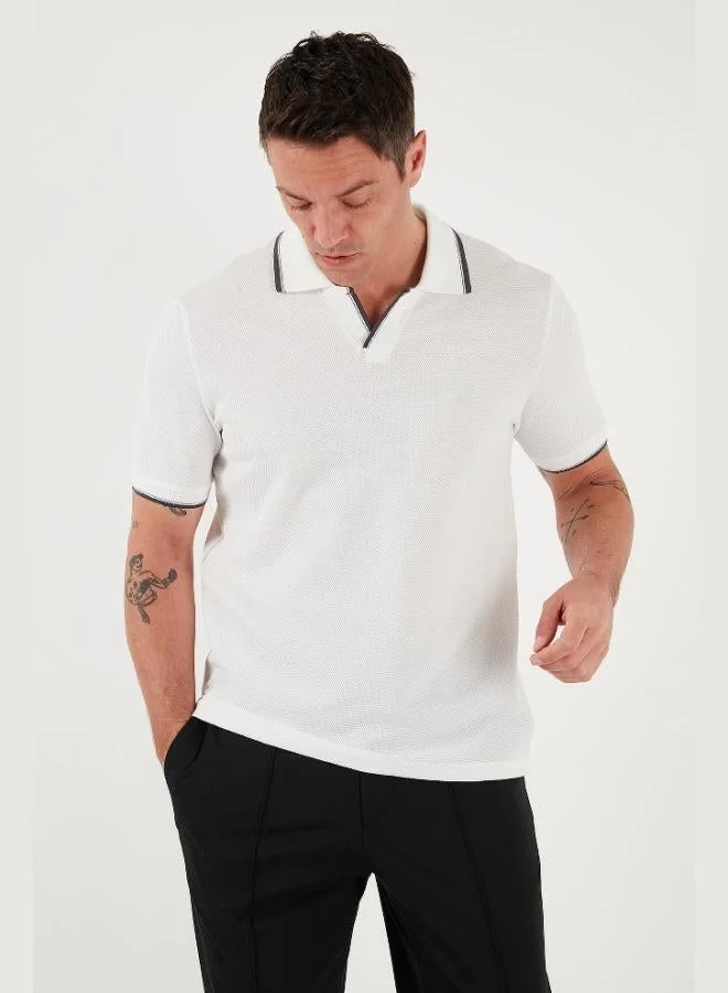 Buratti Stretch Cotton Regular Fit Stripe Detailed Polo Collar T Shirt Men's Polo Collar T-Shirt 5902768