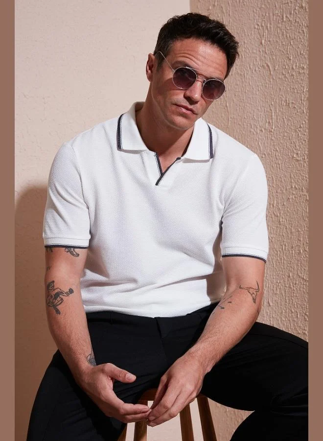 Buratti  Buratti Stretch Cotton Regular Fit Stripe Detailed Polo Collar T Shirt Men's Polo Collar T-Shirt 5902768 for Men | Best Price UAE