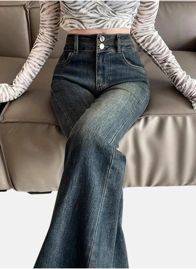 YUNIQEE Blue Bootcut High-Rise Cotton Light Fade Jeans