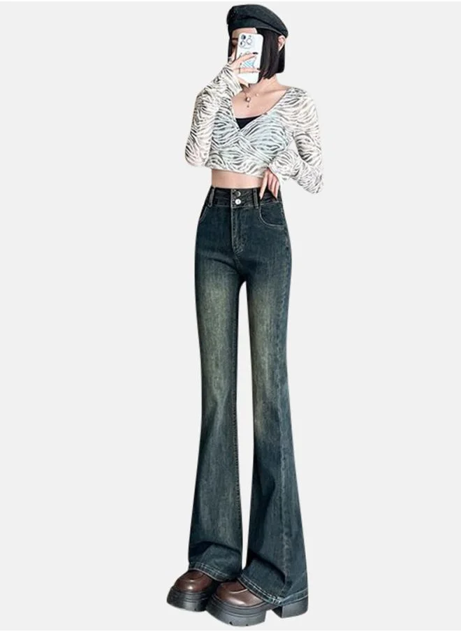 YUNIQEE Blue Bootcut High-Rise Cotton Light Fade Jeans