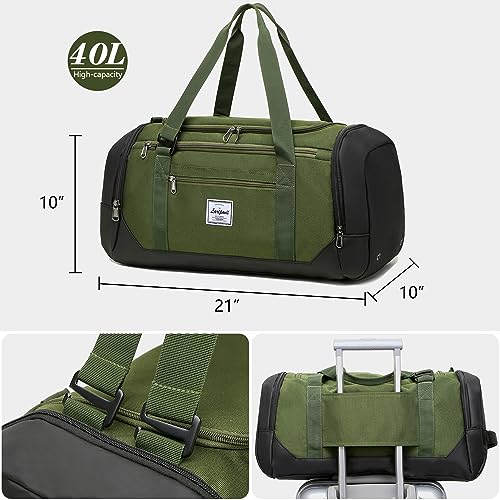 Laripwit Gym Bags for Men, 40L Medium Sports Travel Duffel Bag with Shoe Compartment & Wet Pocket Lightweight Gym Duffle Bag Backpack Multipurpose Weekender Overnight Backpack for Women, Green - Image 5