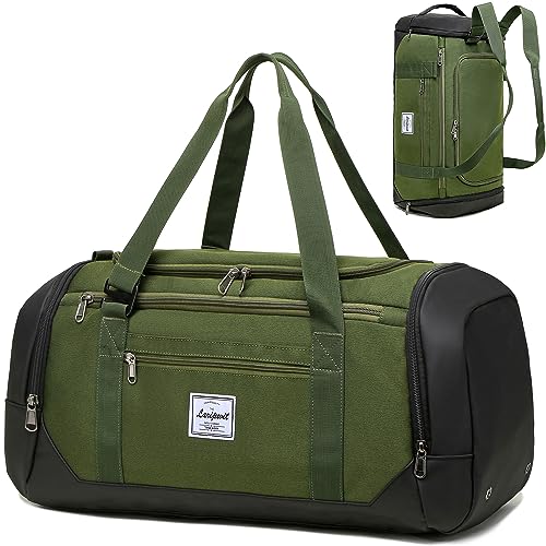 Laripwit Gym Bags for Men, 40L Medium Sports Travel Duffel Bag with Shoe Compartment & Wet Pocket Lightweight Gym Duffle Bag Backpack Multipurpose Weekender Overnight Backpack for Women, Green - Image 1