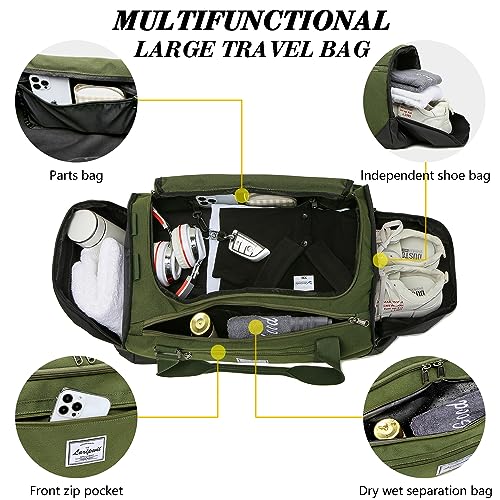 Laripwit Gym Bags for Men, 40L Medium Sports Travel Duffel Bag with Shoe Compartment & Wet Pocket Lightweight Gym Duffle Bag Backpack Multipurpose Weekender Overnight Backpack for Women, Green - Image 4