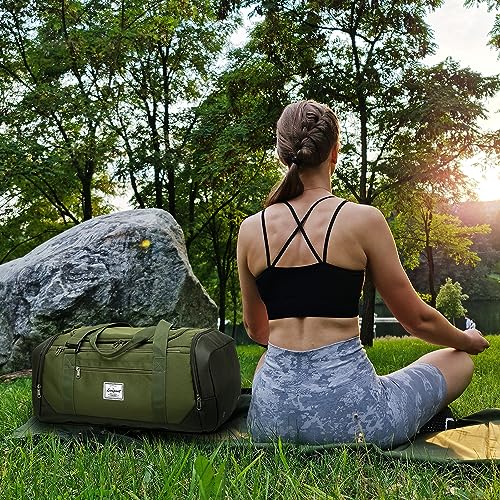 Laripwit Gym Bags for Men, 40L Medium Sports Travel Duffel Bag with Shoe Compartment & Wet Pocket Lightweight Gym Duffle Bag Backpack Multipurpose Weekender Overnight Backpack for Women, Green - Image 2