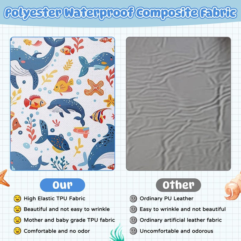 Redcoutt Booster Seat for Dining Table, Toddler Booster Seat for Dining Table with Safety Buckles, Anti-Scratch Easy Cleaning Toddler Seat for Table (White-Fish) - Image 4