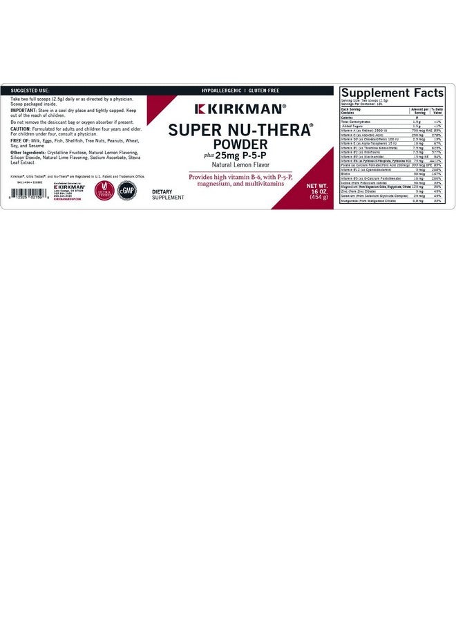 Kirkman Super Nu-Thera® with 25 mg P-5-P Powder - New, Improved Formula! | 454 gm/16 oz | Multi Vitamin - Image 3