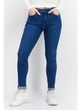 Women Skinny Fit Plain Non-Stretchable Jeans, Blue