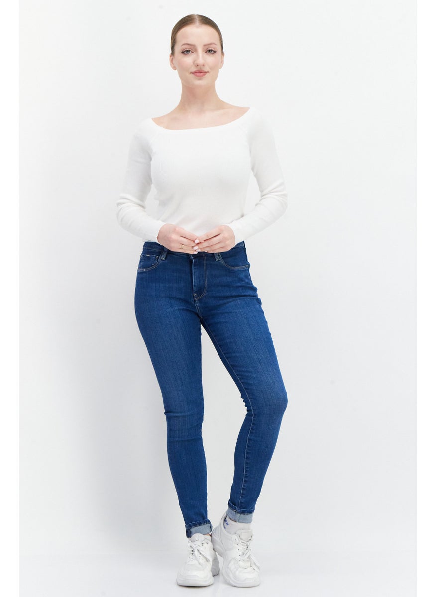 Pepe Jeans - Women Skinny Fit Plain Non-Stretchable Jeans, Blue - Image 1