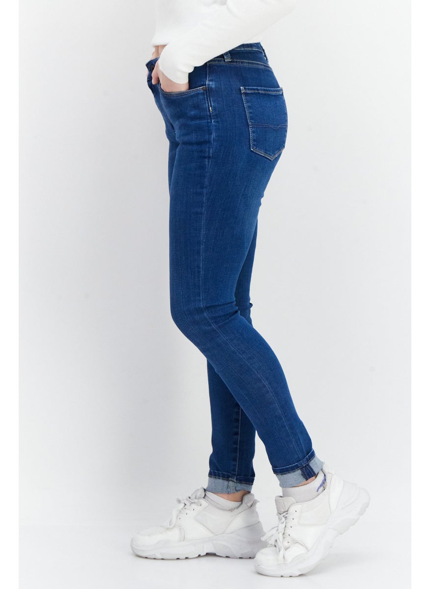 Pepe Jeans - Women Skinny Fit Plain Non-Stretchable Jeans, Blue - Image 1