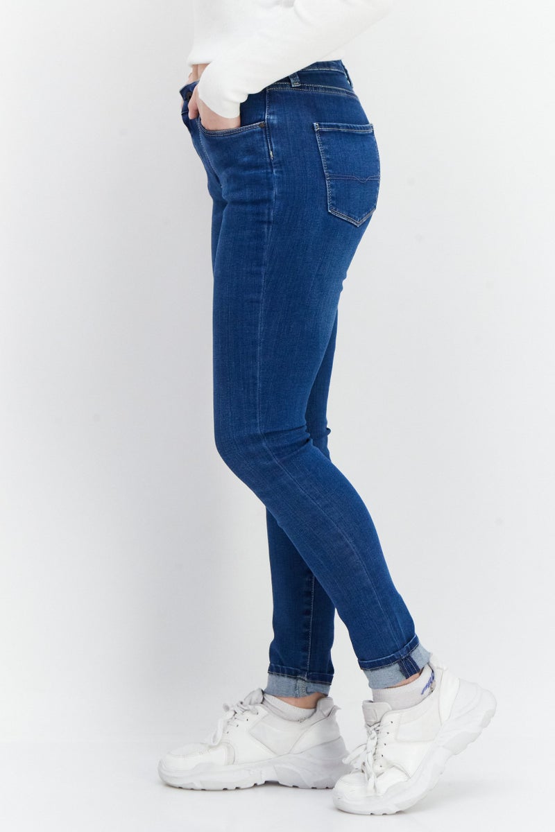 Pepe Jeans Women Skinny Fit Plain Non-Stretchable Jeans, Blue - Image 4