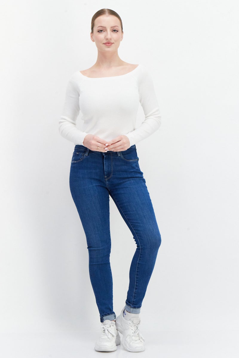 Pepe Jeans Women Skinny Fit Plain Non-Stretchable Jeans, Blue - Image 2