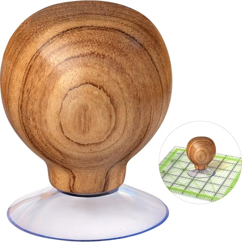 SAVINA Ruler Knob - Wooden Handle with Strong Suction Cup Grip – Comfortable Quilting Ruler Holder for Patchwork, Sewing, Cutting & Crafting Tools for Quilters (1) - Image 1