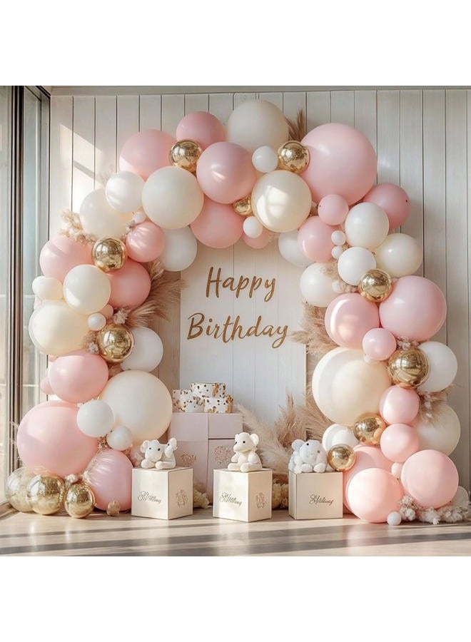 PUFFLD White Dusty Pink Balloons for Birthday Baby Shower Gender Reveal Fairy Floral Easter Party - Image 1