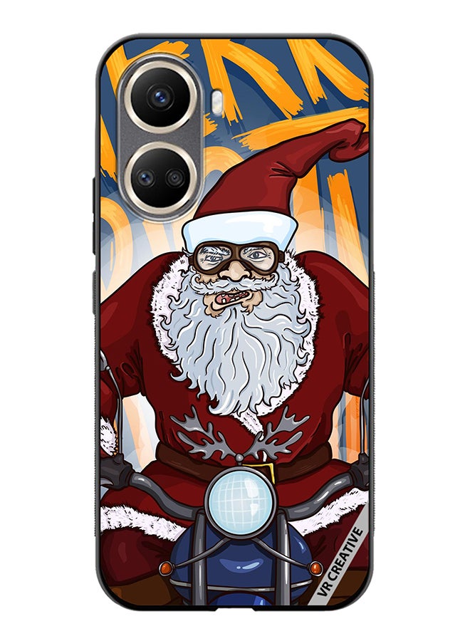 VR CREATIVE Protective Case Cover For Huawei Nova 10 SE Cartoon Christmas Postcard Santa Claus On Motorcycle Design Multicolour - Image 1