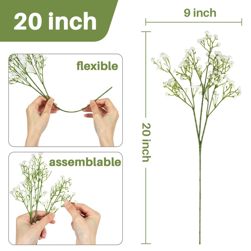 MAQIHAN MAQIAHN 6 Baby Breath Artificial Flowers - Babies Breath Flowers Artificial Bulk Faux Flowers Bouquet White Flores Greenery Real Touch Fake Flowers Arrangements Wedding Centerpieces Tables Decorations - Image 2