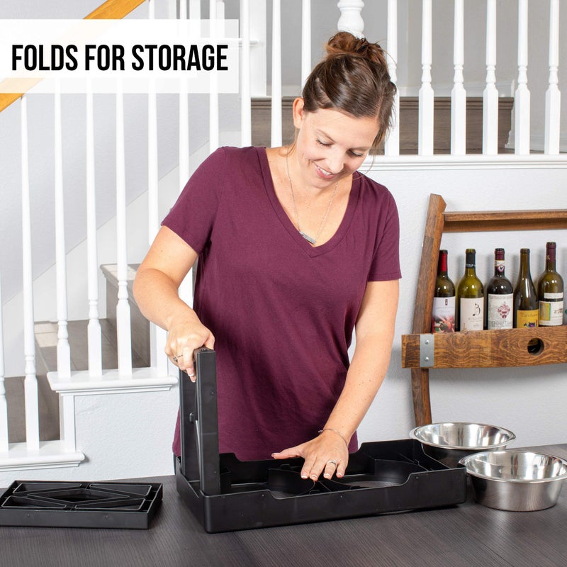 Pet Zone Elevated Dog Bowls Designer Diner 3 Height Adjustable Raised Dog Bowl Stand with 2 Stainless Steel Bowls (7 Cup Capacity Each) - Image 5