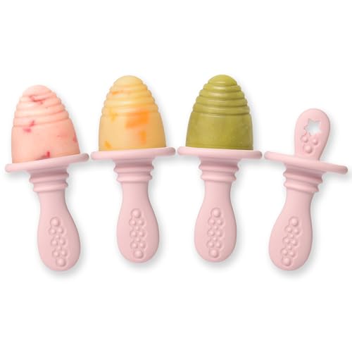 PrimaStella Silicone Petite Pops - Baby Popsicle Mold - BPA Free - Dishwasher Safe - 4 months+ Teether Pops (Pink) - Image 1