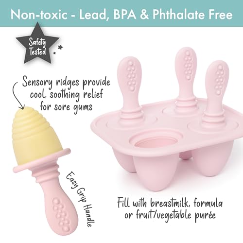 PrimaStella Silicone Petite Pops - Baby Popsicle Mold - BPA Free - Dishwasher Safe - 4 months+ Teether Pops (Pink) - Image 2