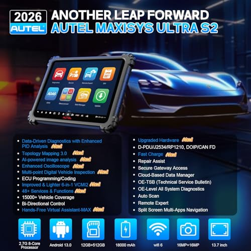 Autel MaxiSys Ultra S2 Scanner, 2026 Top Intelligen Scan Diagnostic with AI, 6-in-1 VCMI2, Up of MSUltra MS919, Topology 3.0, Multi-Point DVI, Motor Truspeed Repair, EV Test, 48+ Service, ECU Program - Image 2