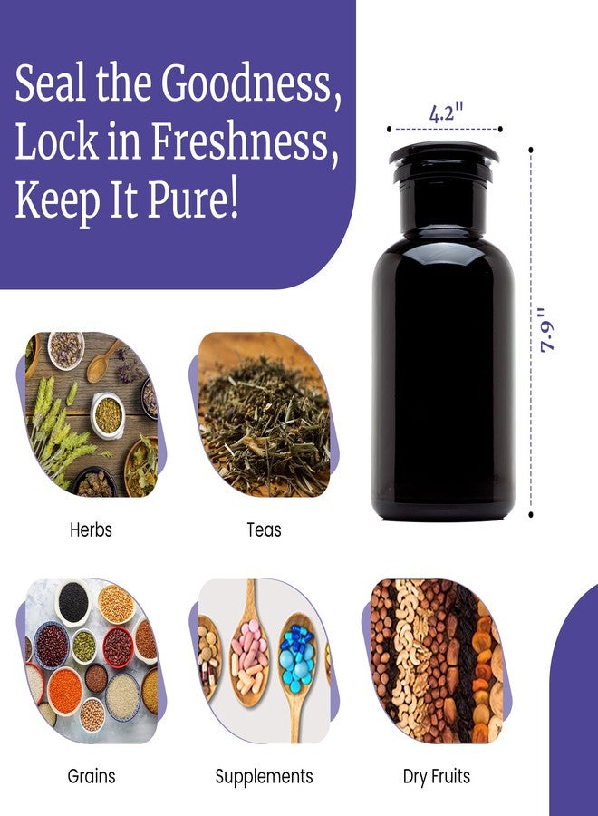 Infinity Jars 1L (34 Fl oz) Black Ultraviolet Blocking Glass Apothecary Jar Airtight Smell‑Proof Refillable Container for Herbs, Spices, Tea & Essential Oils - Image 5