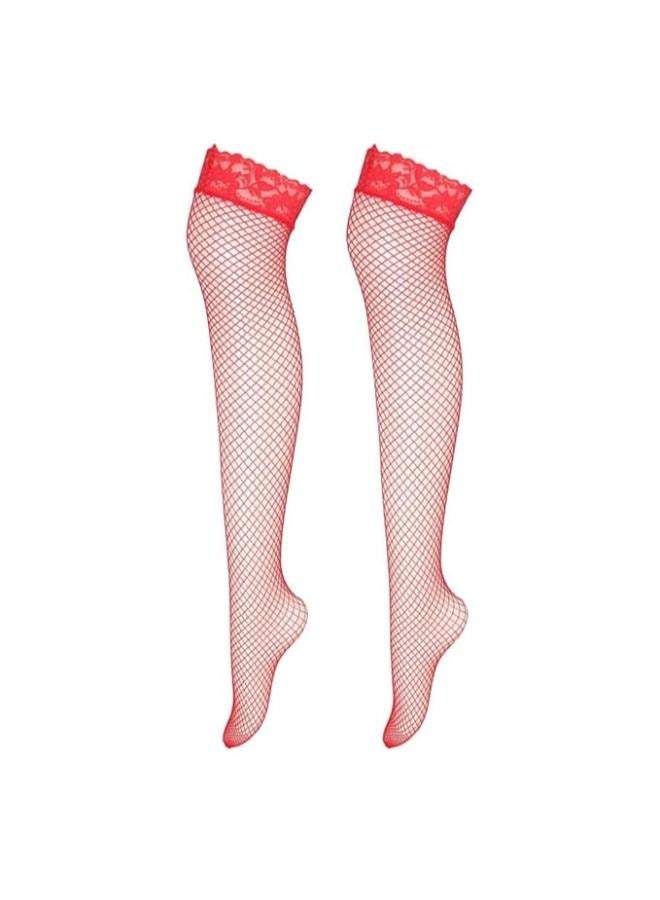 Women's Fishnet Stockings Slip Tube Lingerie with Elastic Flower Lace Trim - Image 1
