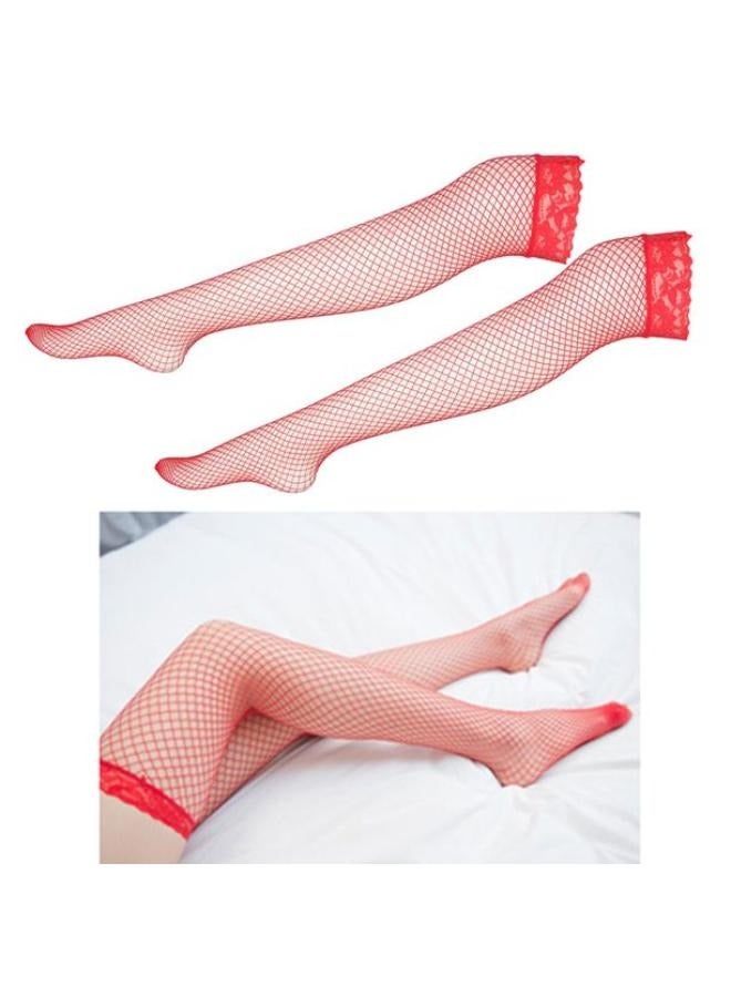 Women's Fishnet Stockings Slip Tube Lingerie with Elastic Flower Lace Trim - Image 2