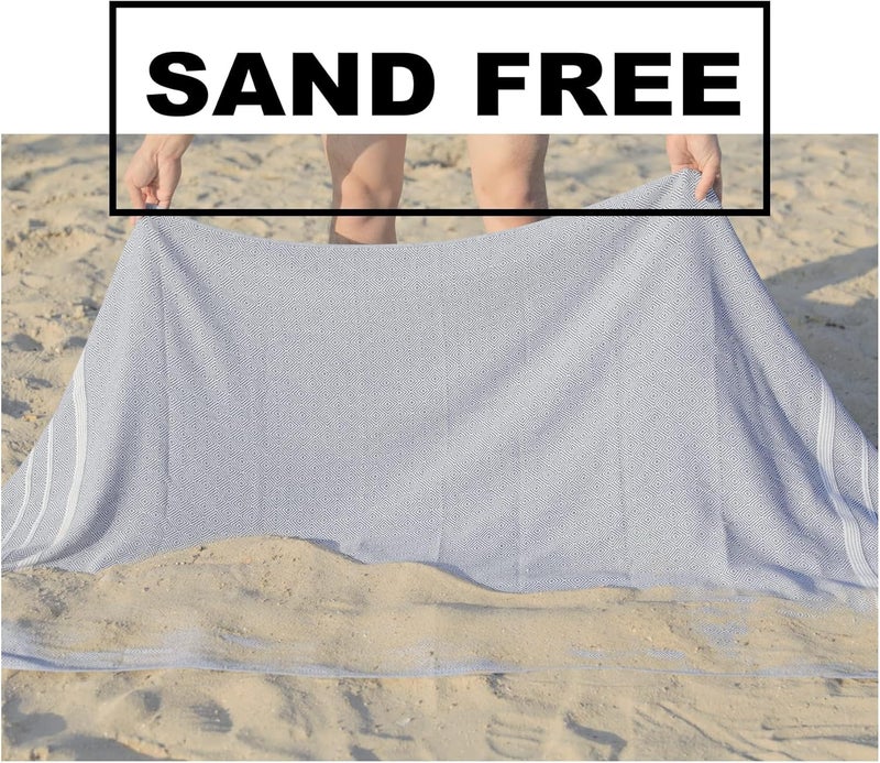 Antfuny 2 Packs Cotton Turkish Beach Towels Quick Dry Sand Free Soft Absorbent Extra Large Xl Big Blanket Adult Oversized Bath Pool Swim Towel Set Bulk Multipack Lightweight Thin Sandless Fast Drying Compact - Image 4