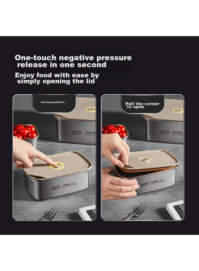 COOKER KING Chuidahuang 304 Stainless Steel Food Storage Container, Vacuum-sealed Fresh-keeping Airtight Storage Box Lunch Box 1100ml - Image 5