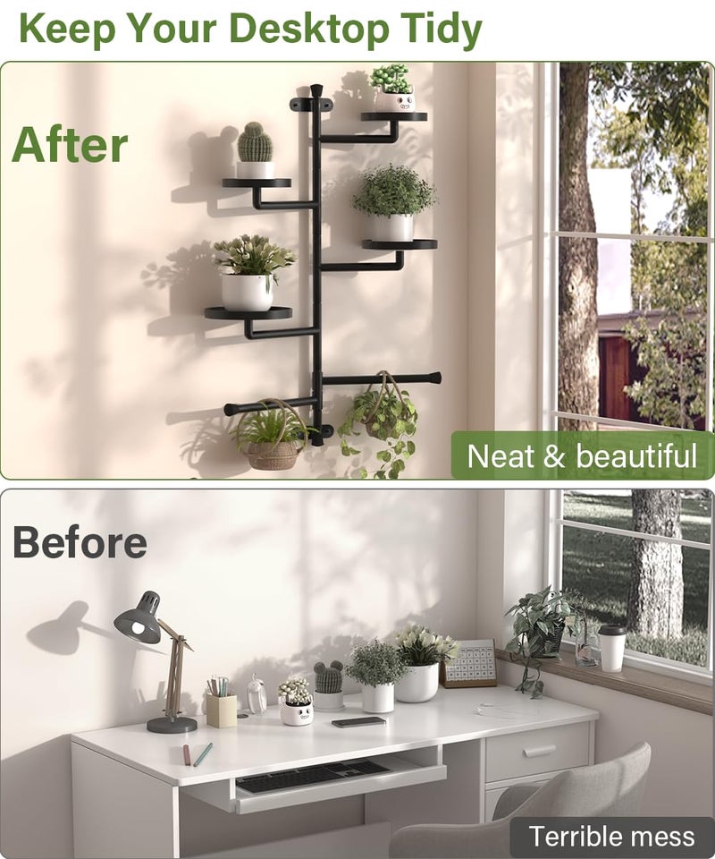 Tikimilor 4-Tier Window Plant Shelves, 160Â° Rotating Indoor Wall Mounted Plant Holder Shelf for Haning Multiple Plants, Floating Window Sill Plants Stand for Home Decor, Gift for Plant Lovers, Black - Image 5