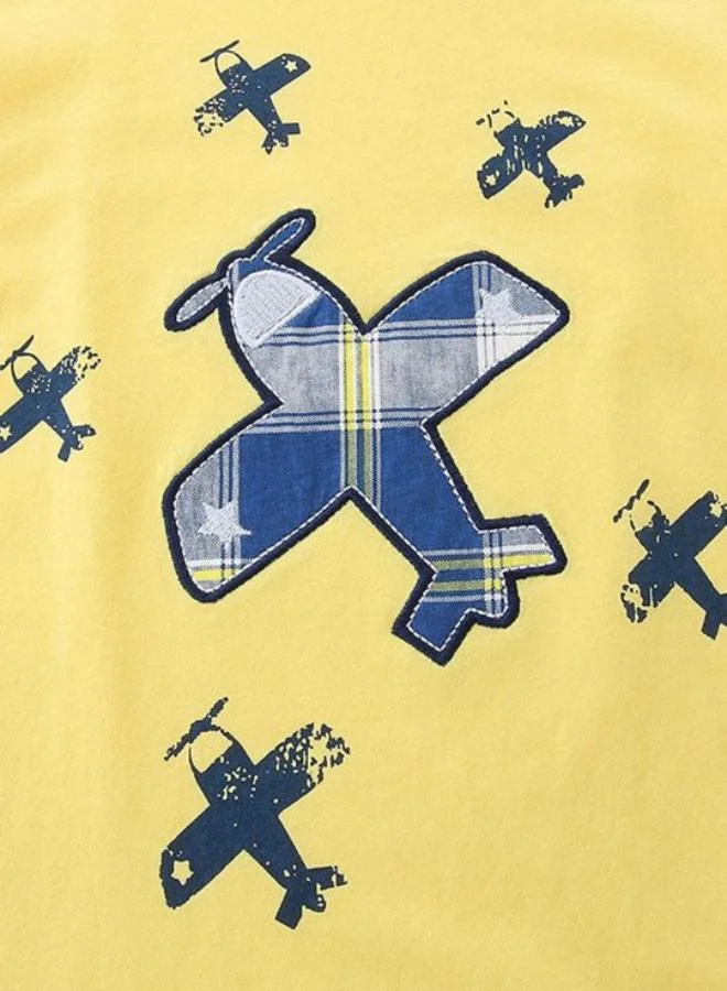 YUNIQEE Yellow Crew Neck Short Sleeve Printed Tshirt & Shorts