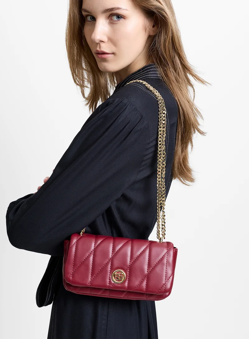 French Connection Women Burgundy Aura Shoulder Bag