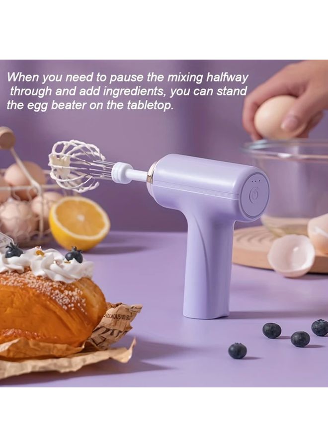 خفاق كيك كهربائي محمول باللون البنفسجي بشاحن USB، أداة خبز محمولة - Image 1