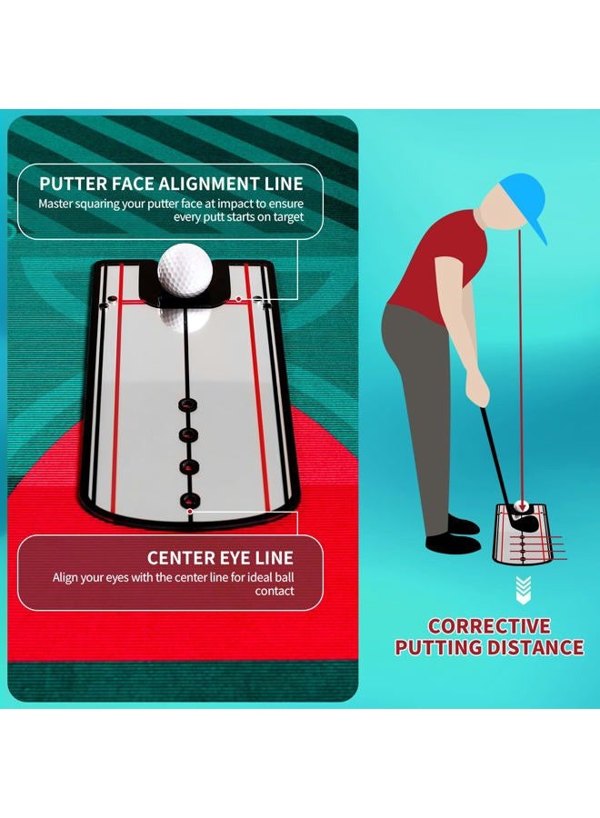 FARROLL Golf Putting Mat Putting Green Indoor Outdoor Training Aid with Putting Cup Putting Mirror Practice Putting Matt for Backyard Home Office (Putting mat) - Image 2