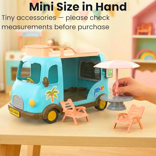 OLEOCA Family Ice Cream Truck Toy Dessert Food Truck Playset with Cash Register Chairs Umbrella Dollhouse Pretend Play Vehicle Gift for Kids Ages 3 - Image 5