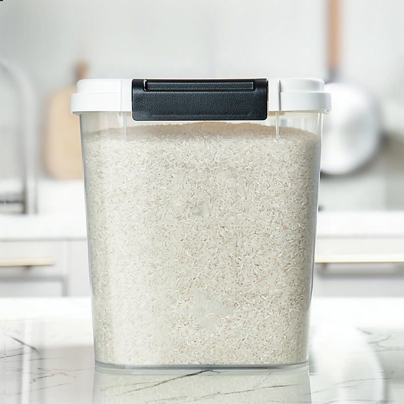 HANAMYA 20 LB Rice Storage Container with Measuring Cup, BPA free, For Rice | Grain | Pet Food | Flour, 1 count, Clear & Black - Image 3