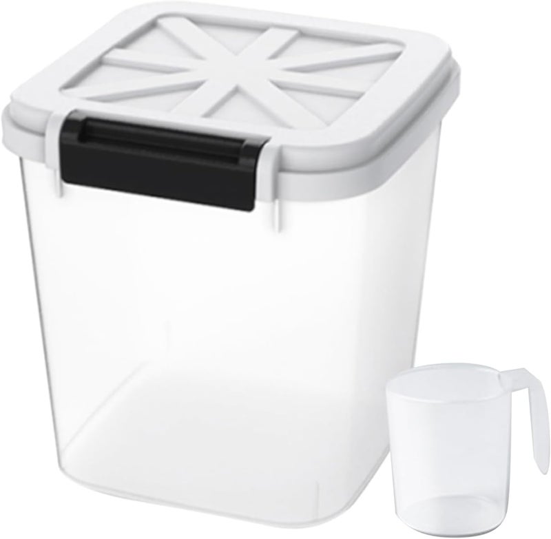 HANAMYA 20 LB Rice Storage Container with Measuring Cup, BPA free, For Rice | Grain | Pet Food | Flour, 1 count, Clear & Black - Image 1