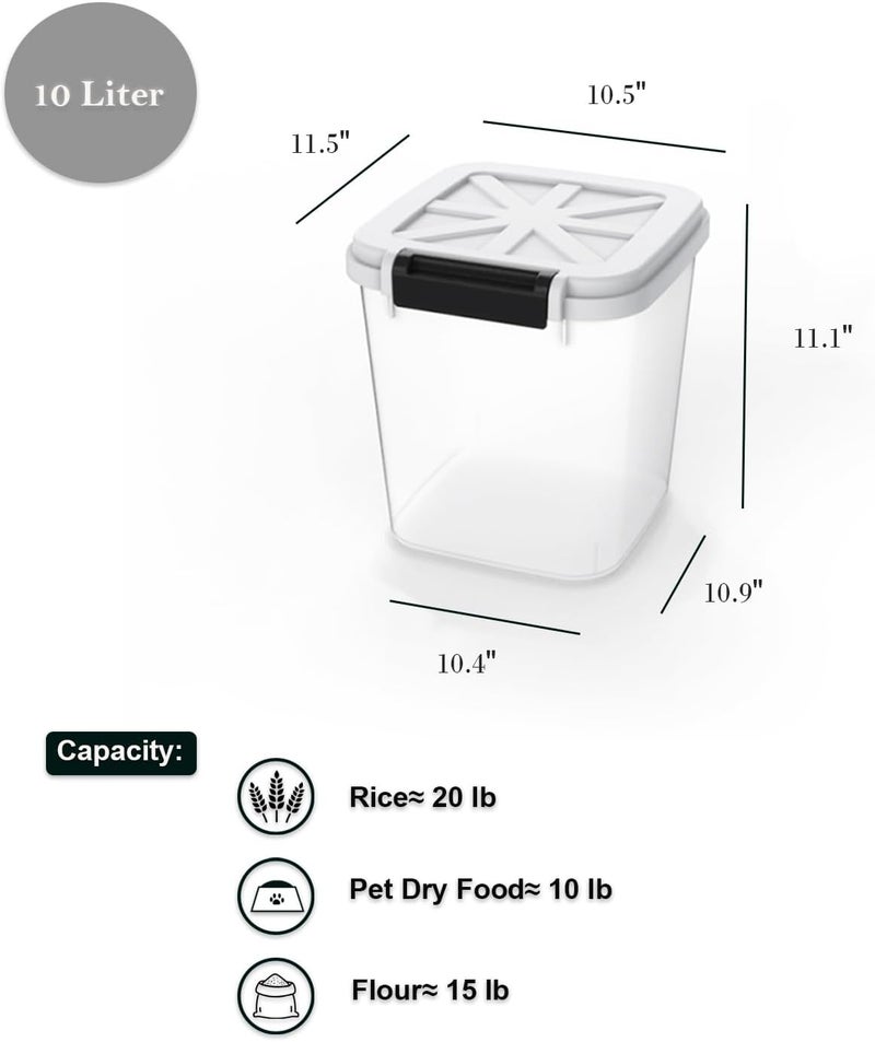 HANAMYA 20 LB Rice Storage Container with Measuring Cup, BPA free, For Rice | Grain | Pet Food | Flour, 1 count, Clear & Black - Image 2