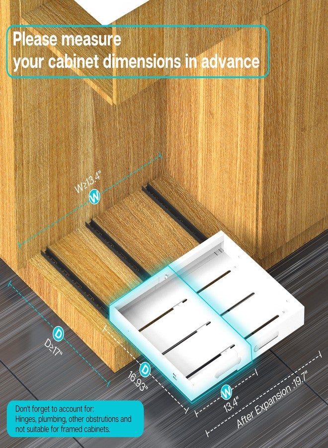 STORKING Expandable Pull Out Cabinet Organizer 17" Deep, Adhesive Pull Out Drawers For Cabinets 13.4"W - 19.7"W，No Drill Pull Out Cabinet Organizer Expandable, Expandablet Drawer For Kitchen, Pantry, Bathroom - Image 2