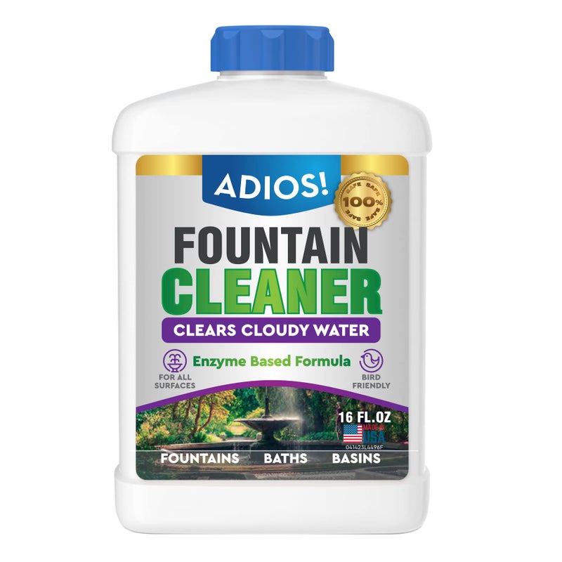 Adios! Fountain Cleaner and Clarifier for Outdoor and Indoor Fountains â€“ Safe for Plastic, Metal, Glass and Stone (16oz) - Image 1