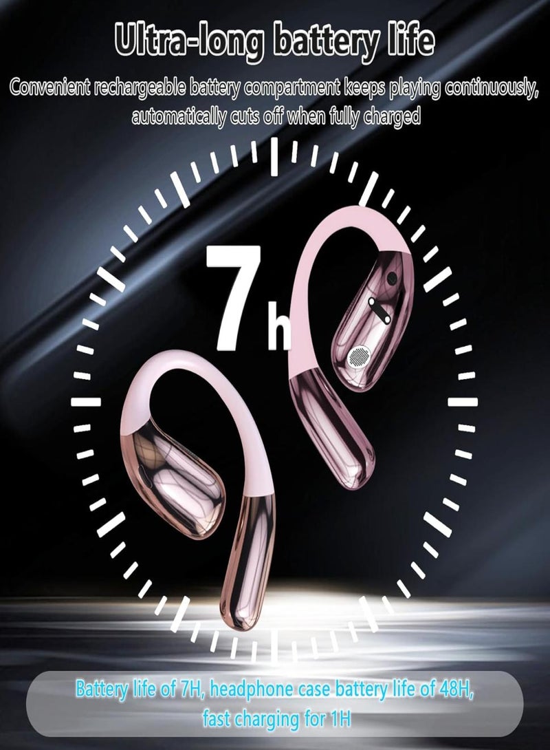 Open-Ear Wireless Earbuds, With Mic Bluetooth 6.0 Active Noise Cancellation For Sports & Fitness (Pink) - Image 2