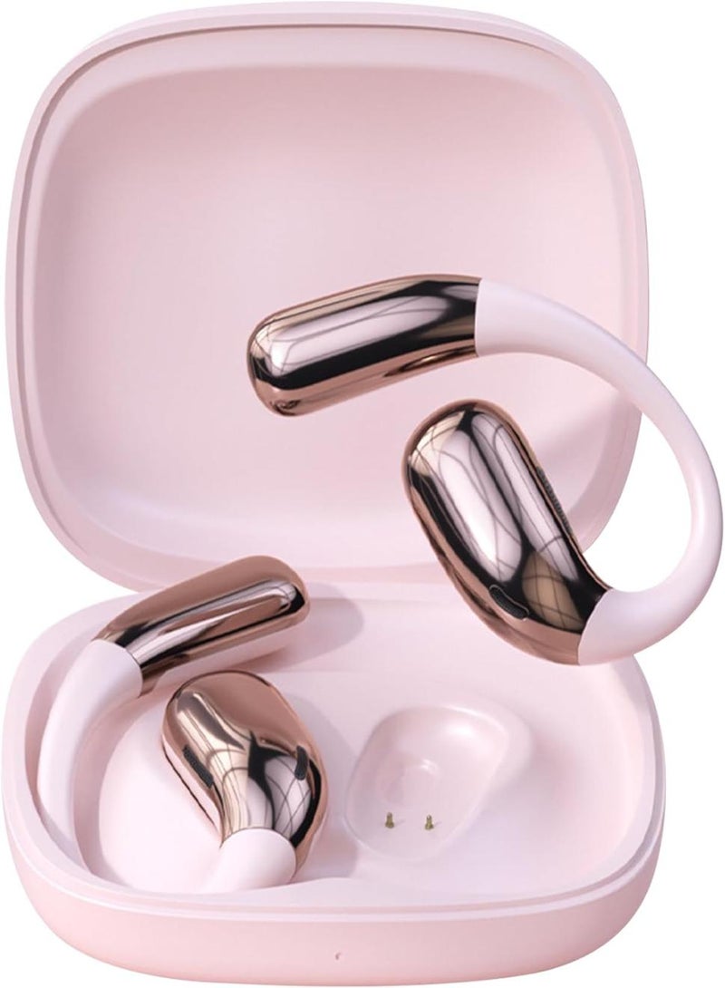 Open-Ear Wireless Earbuds, With Mic Bluetooth 6.0 Active Noise Cancellation For Sports & Fitness (Pink) - Image 1