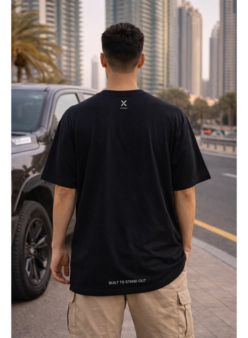 NOMAiX Build Local Think Global T-Shirt | Graphic Oversized Tee | UAE Streetwear | Oversized Drop Shoulder | Unisex | Made in UAE - Image 4