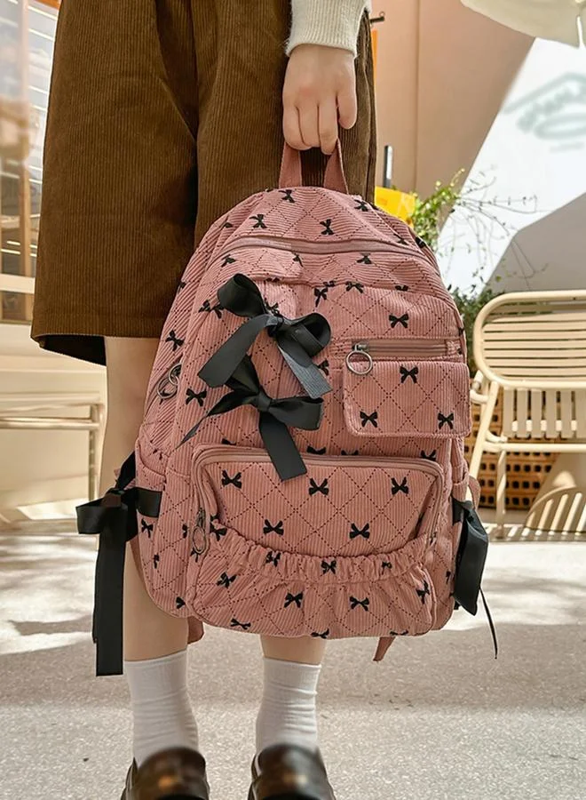 Take Two Bow Print Zip Closure Backpack