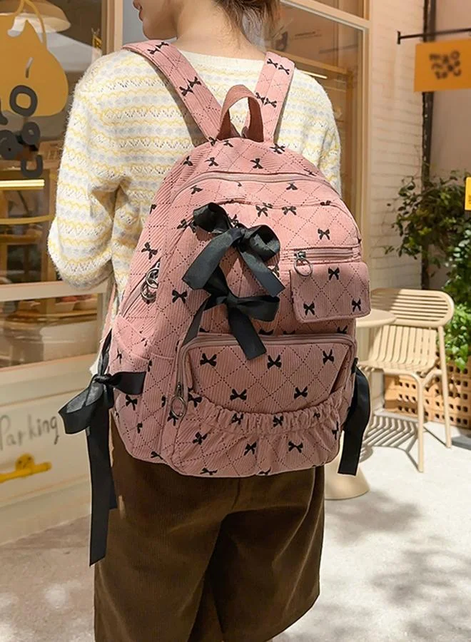 Take Two Bow Print Zip Closure Backpack