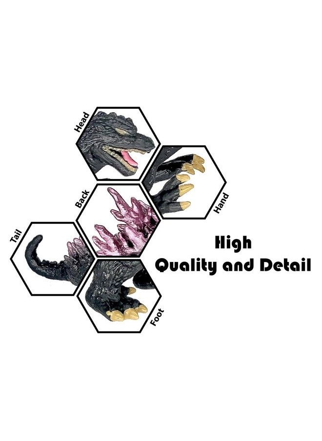 Generic - Set Of 4 Godzilla Toys Movable Joint Action Figures King Of The Monsters Burning Heisei Mecha Ghidorah Pack Plastic Mini Dinosaur Birthday Kids Cake Toppers Package - Image 1
