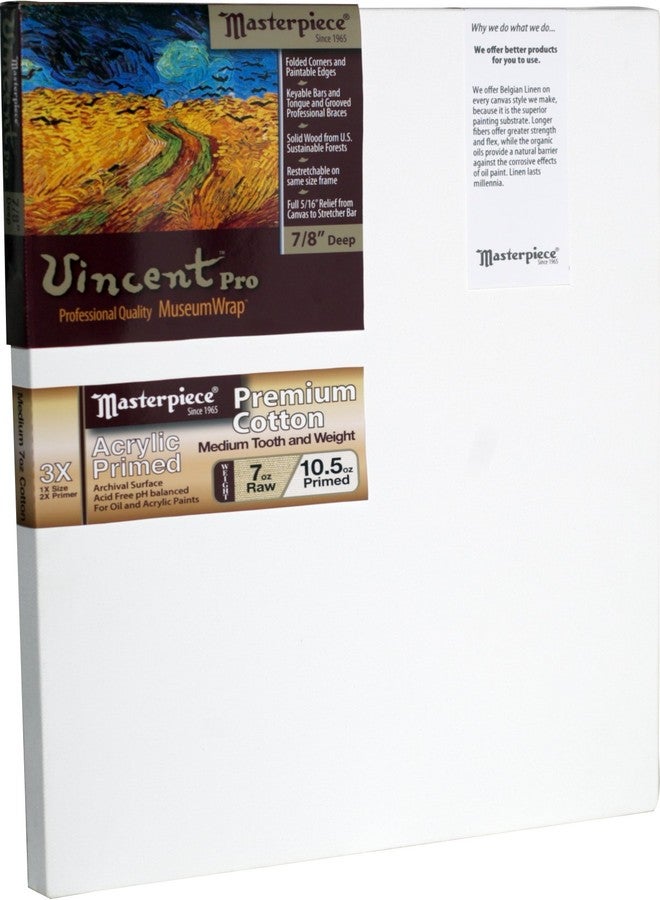 Masterpiece Artist Canvas 41079 Vincent PRO 7/8" Deep, 8" x 13", Cotton 10.5oz - 3X - Monterey Most Popular , White - Image 1