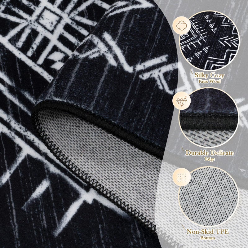 STARUIA Moroccan Washable 5x7 Area Rugs, Black Western and Aztec Tribal Boys Neutral Rug for Living Room, Soft Non-Slip Stain Resistant Large Carpet for Bedroom Dining Table Office - Image 4