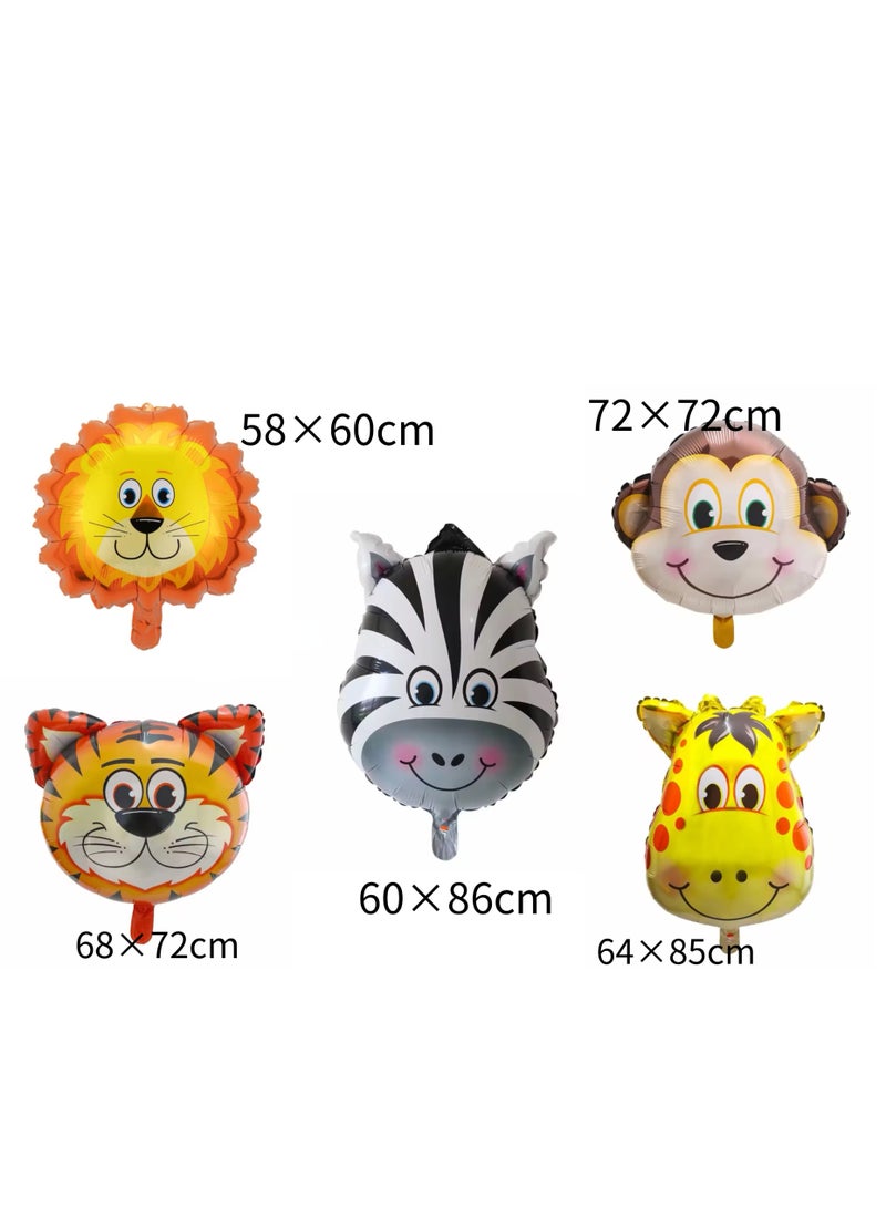 Animals Cartoon Foil Balloons Set Tiger Lion Zebra Giraffe Monkey For Kids Birthday Decoration 32inch Number 3 Gold Foil Balloon - Image 2