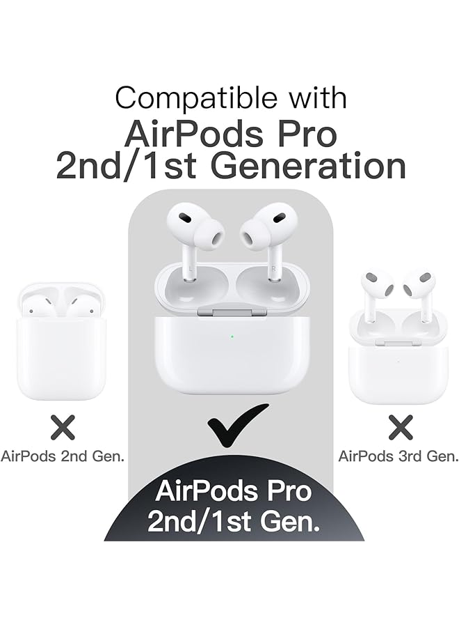 Jetech Upgraded Silicone Case Cover For Airpods Pro 2Nd 1St Generation 2023 2022 2019 With Keychain Hard Pc Interior Shockproof Protective Skin Shell Front Led Visible Black - Image 2